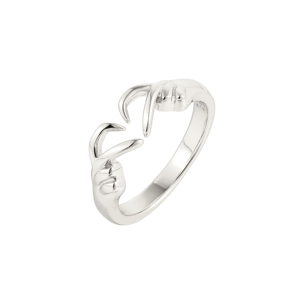 Anillo Ajustable de Mujer con Manos Abrazadoras y Diseño Abierto