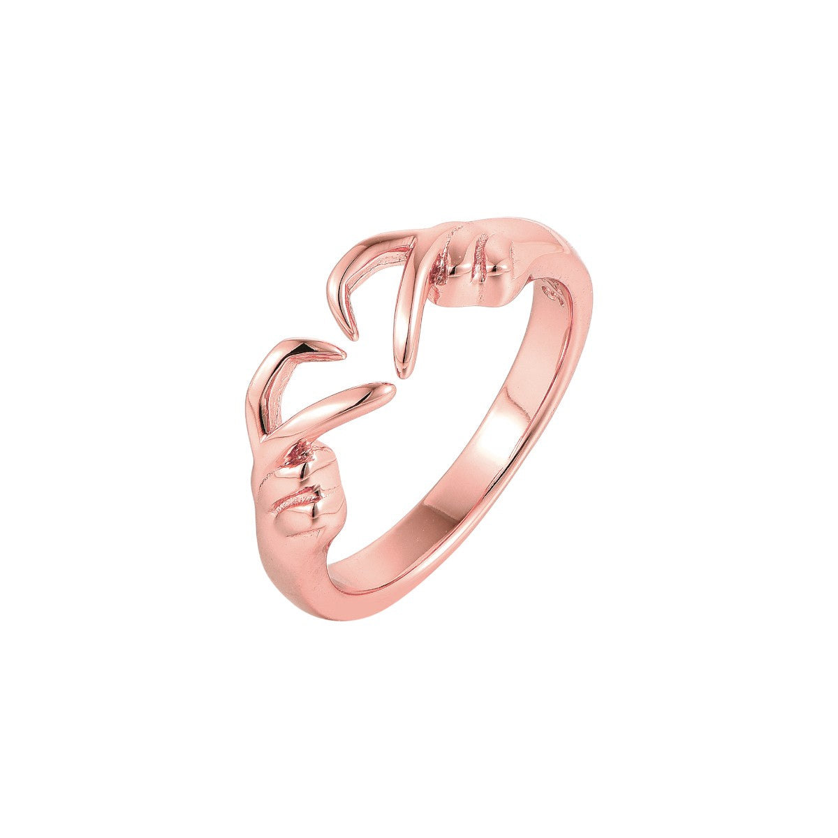 Anillo Ajustable de Mujer con Manos Abrazadoras y Diseño Abierto