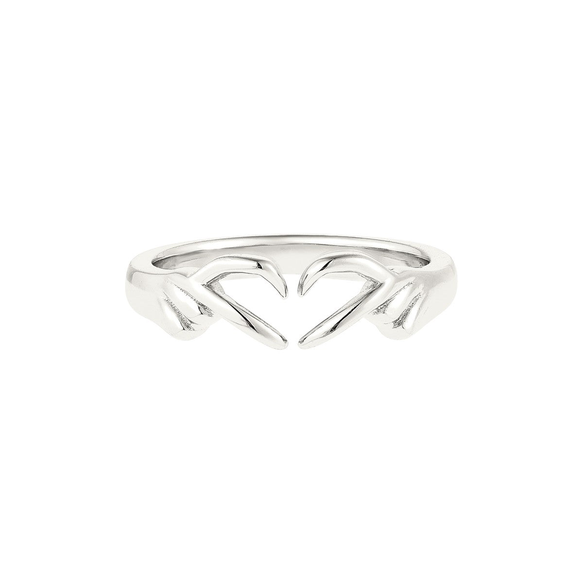 Anillo Ajustable de Mujer con Manos Abrazadoras y Diseño Abierto
