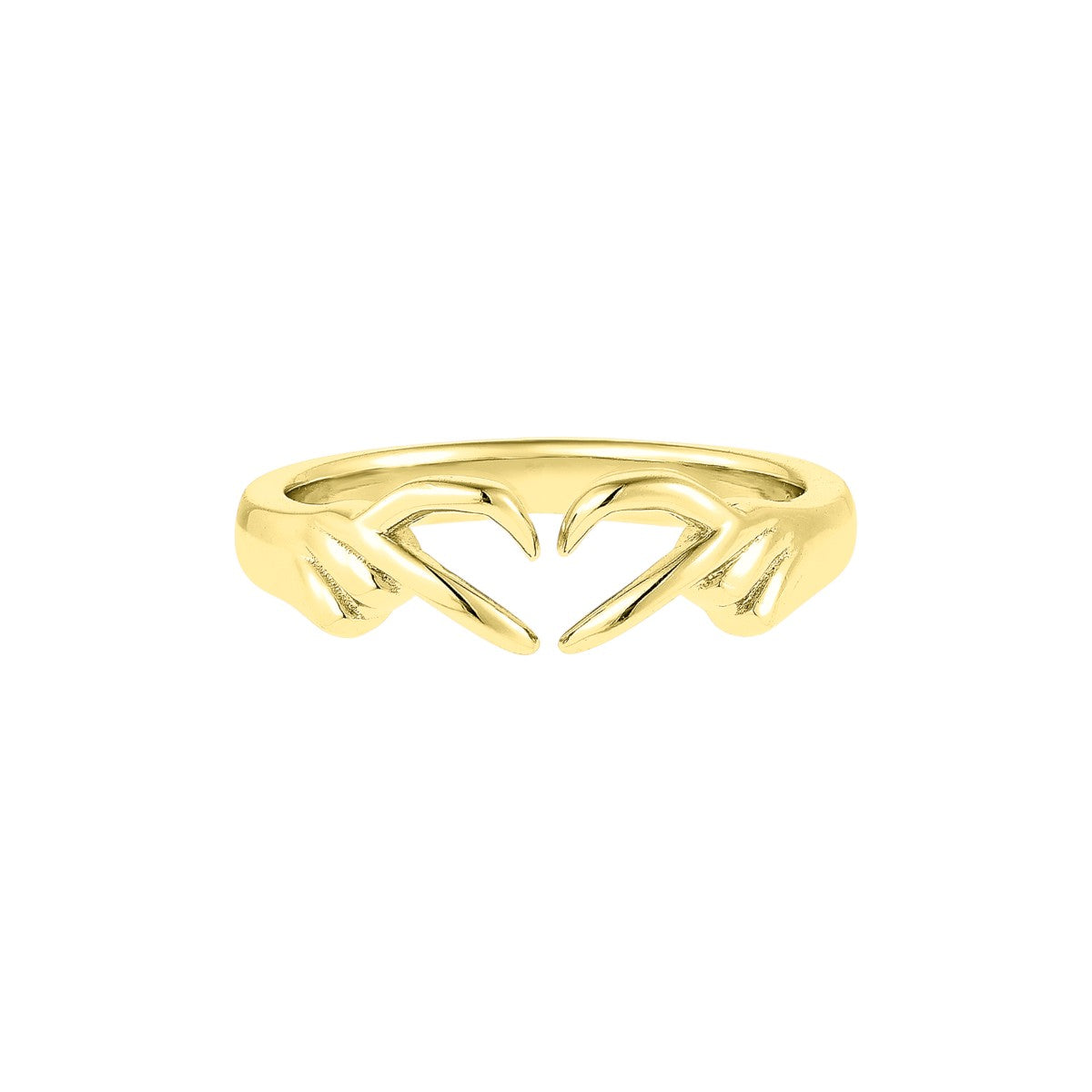 Anillo Ajustable de Mujer con Manos Abrazadoras y Diseño Abierto