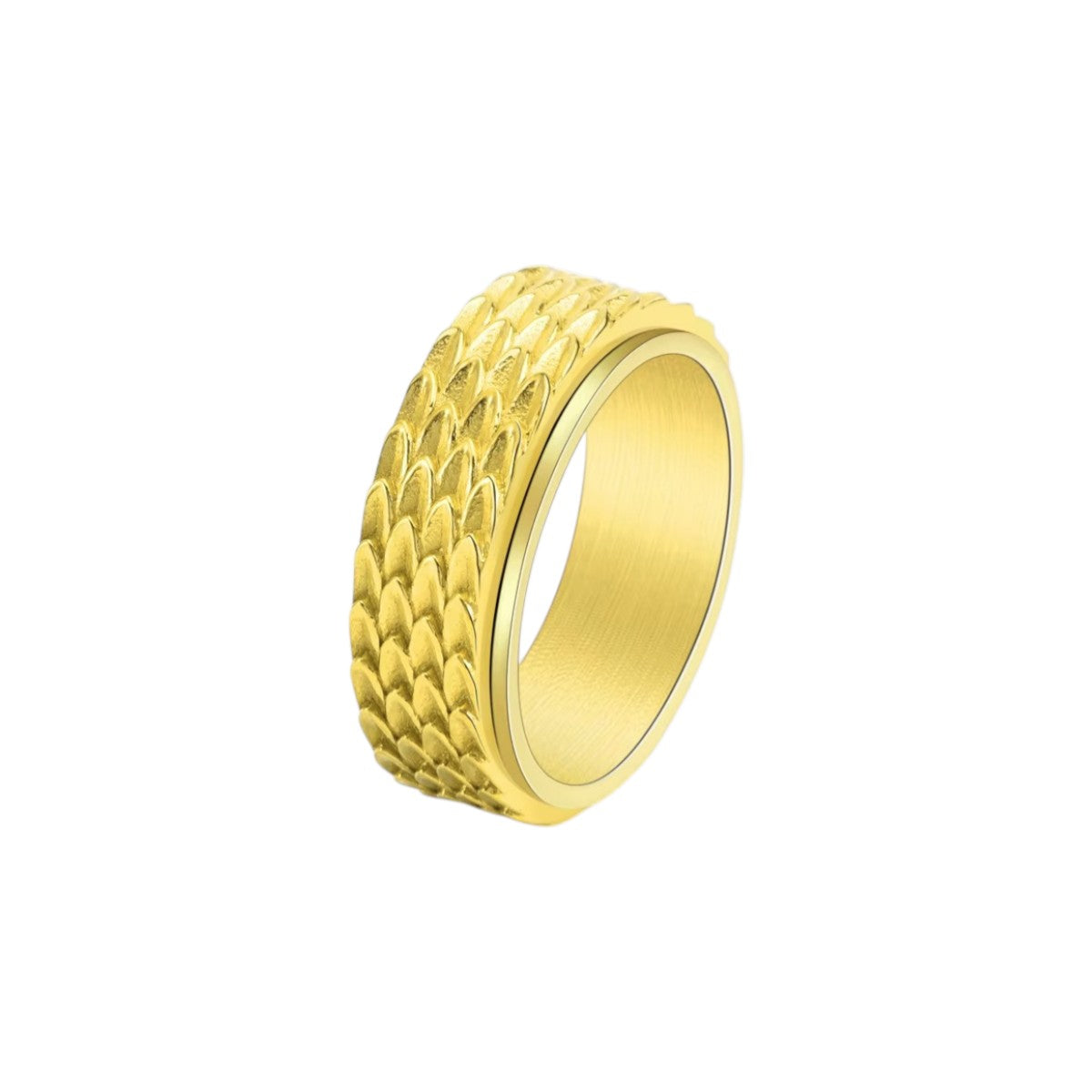 Anillo Ancho de Mujer con Textura de Escamas y Banda Giratoria