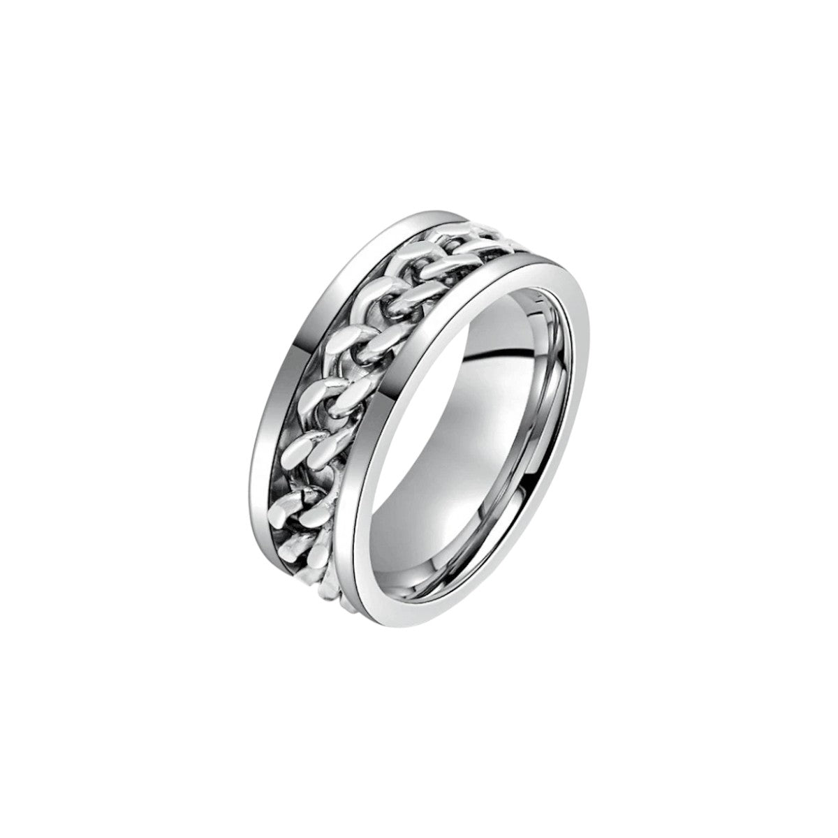 Anillo de Dama con Diseño de Eslabones Giratorios