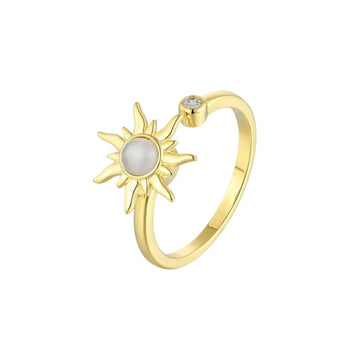 Anillo Anti-Estrés Ajustable para Dama con Motivo de Sol y Detalle Giratorio