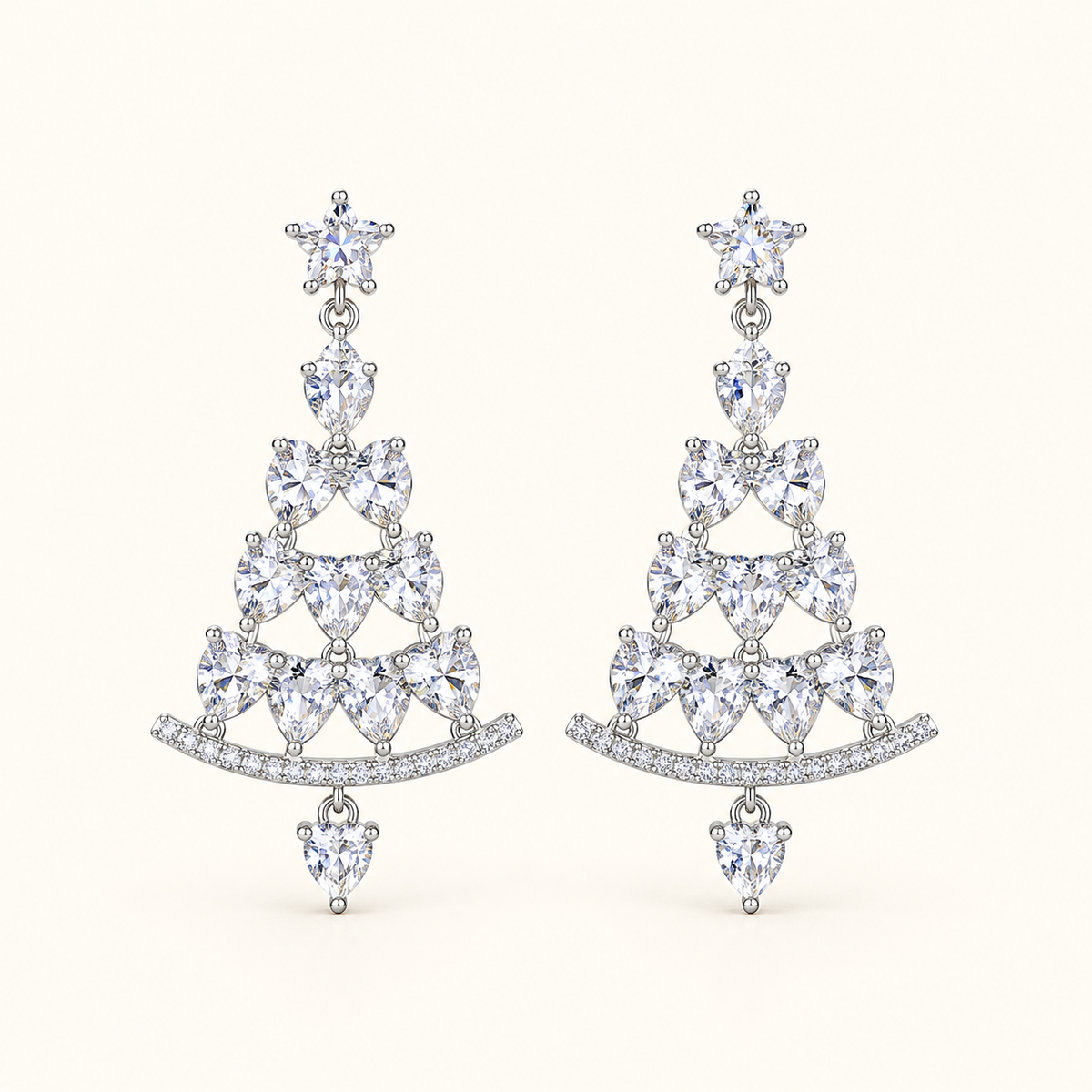 Pendientes para mujeres en forma de árbol de Navidad con acentos de piedra brillante