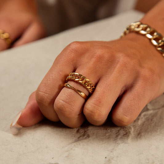 Clara – Bague Chaîne Gourmette Dorada