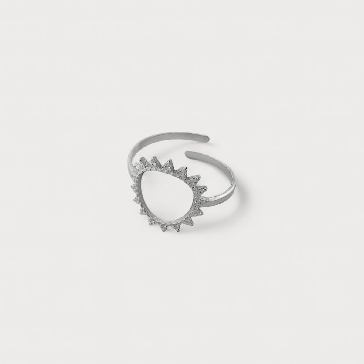 Dama Anillo Abierto Ajustable con Motivo de Sol y Borde de Rayos