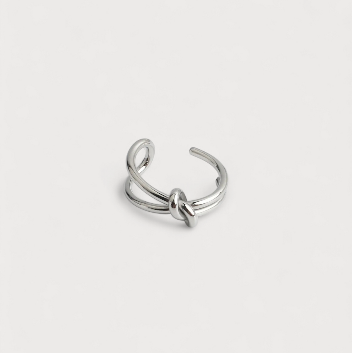 Anillo Ajustable de Mujer con Doble Banda y Motivo de Nudo