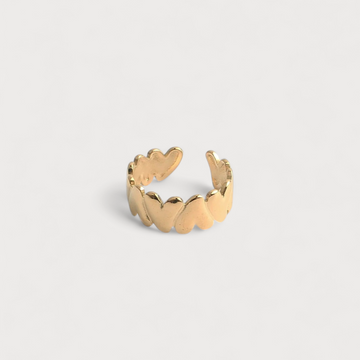 Damas Anillo Ancho Ajustable con Diseño de Hoja Superpuesta