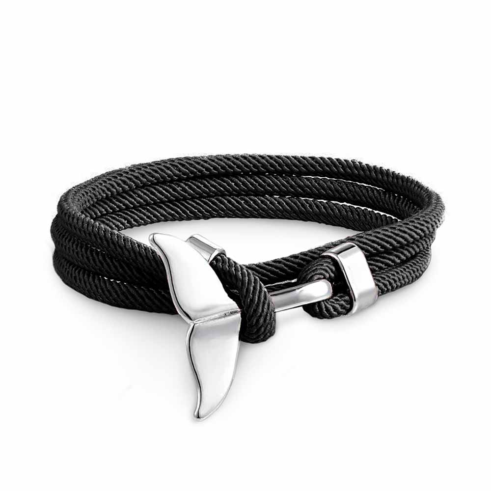 Pulsera Ajustable para Damas con Motivo de Aletas de Ballena y Cuerda Trenzada