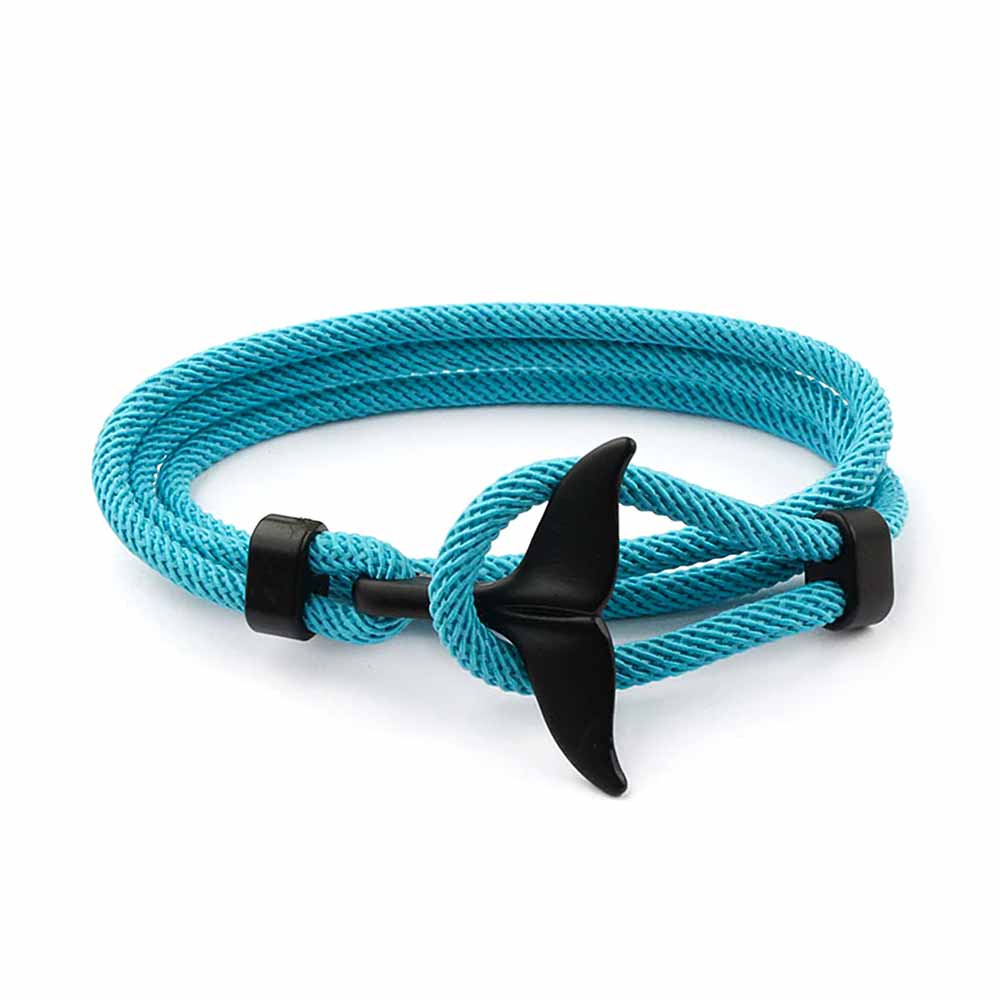 Pulsera Ajustable para Damas con Motivo de Aletas de Ballena y Cuerda Trenzada