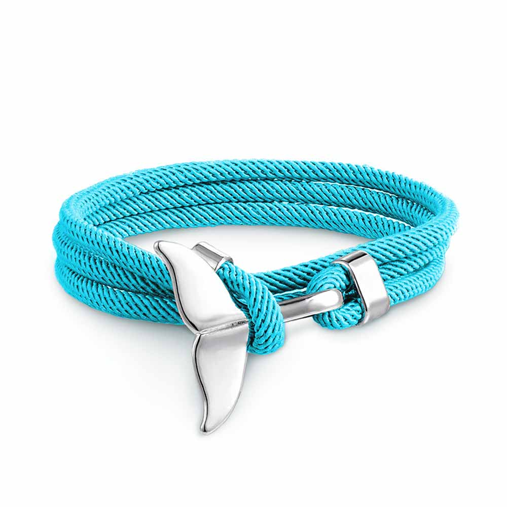 Pulsera Ajustable para Damas con Motivo de Aletas de Ballena y Cuerda Trenzada