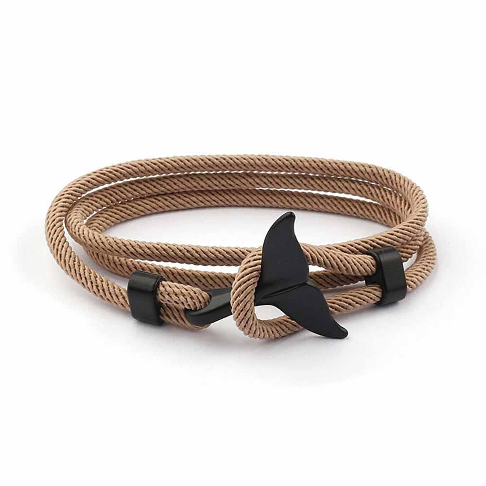 Pulsera Ajustable para Damas con Motivo de Aletas de Ballena y Cuerda Trenzada