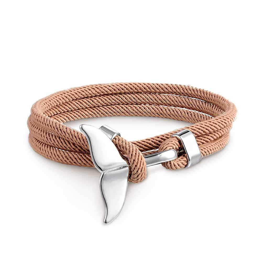 Pulsera Ajustable para Damas con Motivo de Aletas de Ballena y Cuerda Trenzada