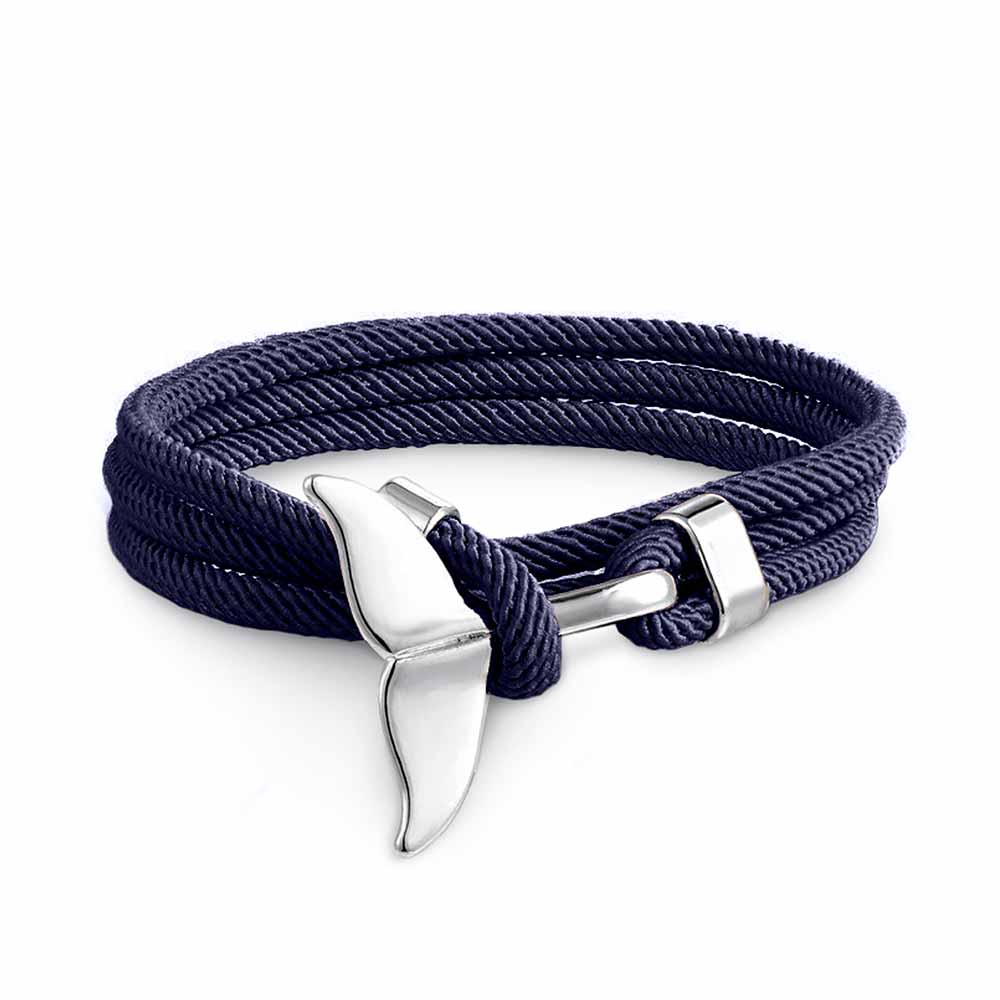 Pulsera Ajustable para Damas con Motivo de Aletas de Ballena y Cuerda Trenzada