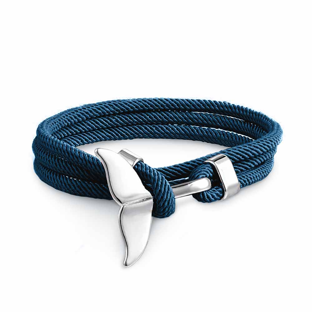 Pulsera Ajustable para Damas con Motivo de Aletas de Ballena y Cuerda Trenzada