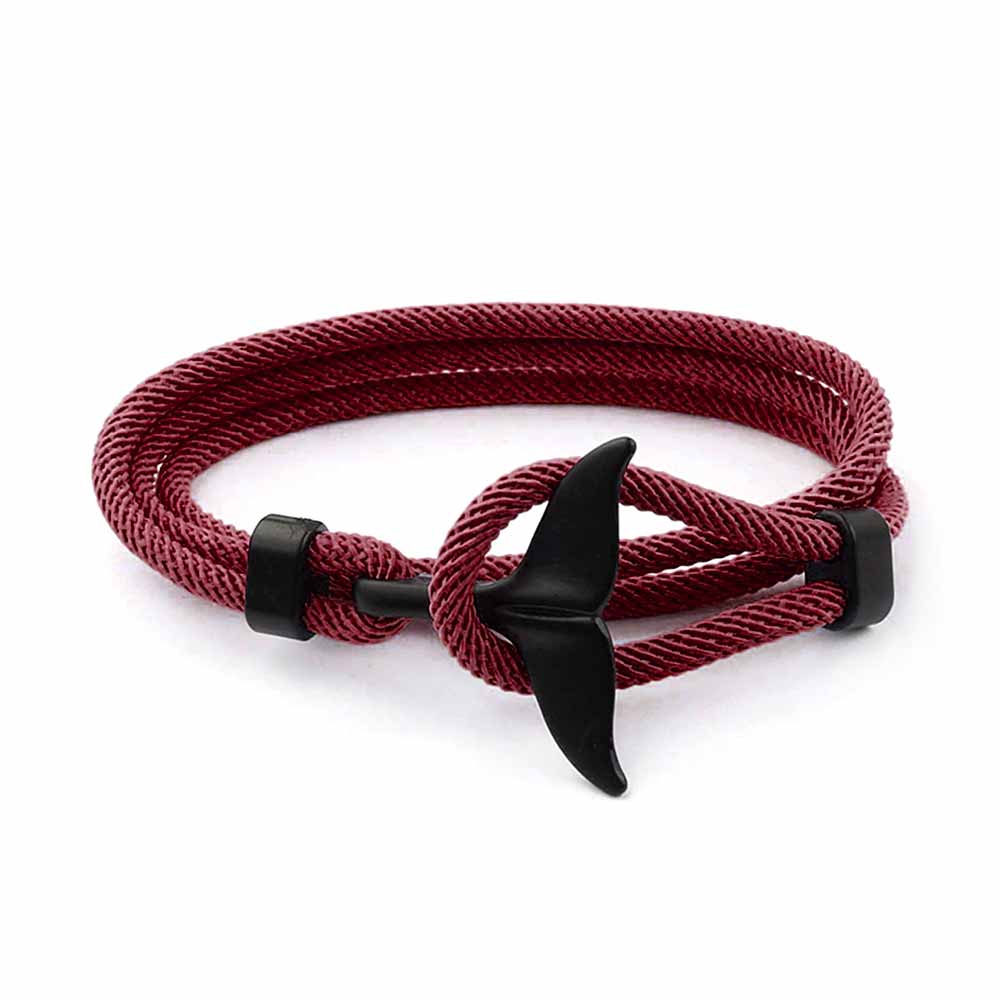 Pulsera Ajustable para Damas con Motivo de Aletas de Ballena y Cuerda Trenzada