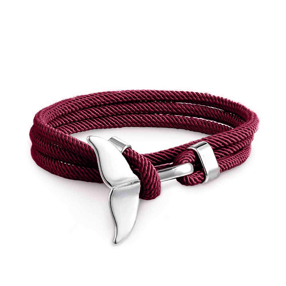 Pulsera Ajustable para Damas con Motivo de Aletas de Ballena y Cuerda Trenzada