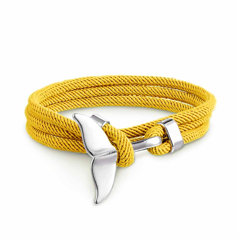 Pulsera Ajustable para Damas con Motivo de Aletas de Ballena y Cuerda Trenzada